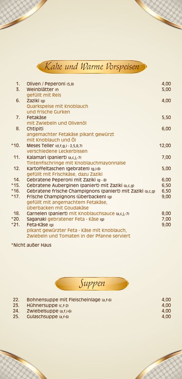 Restaurant Poseidon Inh. Frau Konstantina Koukioti - Speisekarte