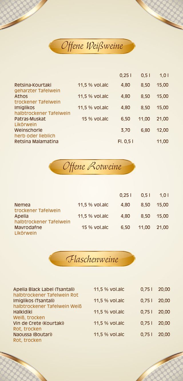 Restaurant Poseidon Inh. Frau Konstantina Koukioti - Speisekarte