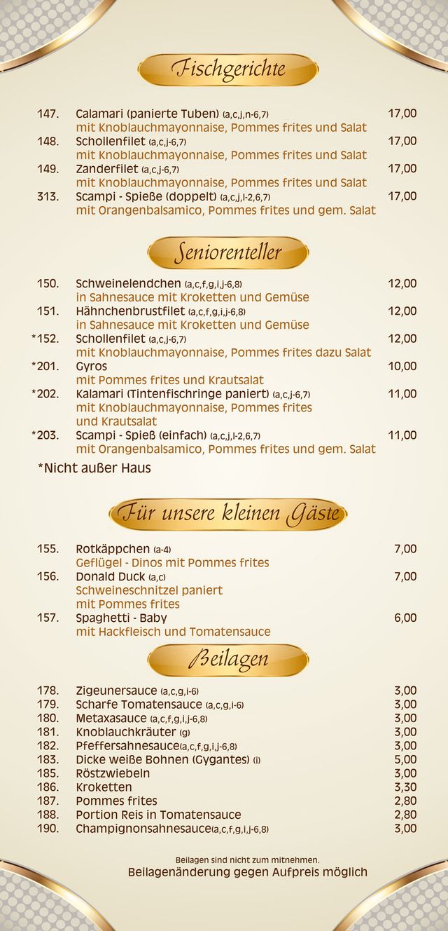 Restaurant Poseidon Inh. Frau Konstantina Koukioti - Speisekarte