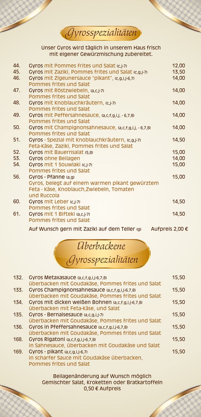 Restaurant Poseidon Inh. Frau Konstantina Koukioti - Speisekarte