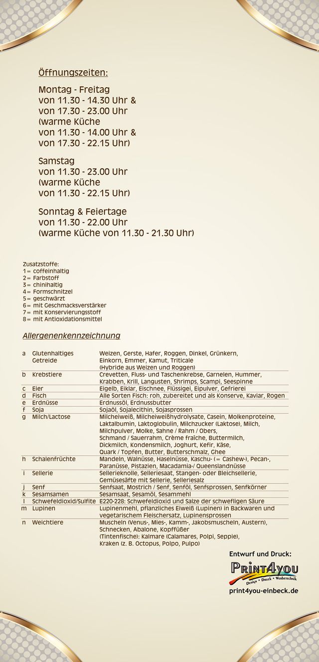 Restaurant Poseidon Inh. Frau Konstantina Koukioti - Speisekarte