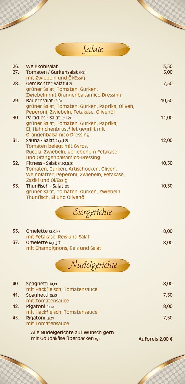 Restaurant Poseidon Inh. Frau Konstantina Koukioti - Speisekarte